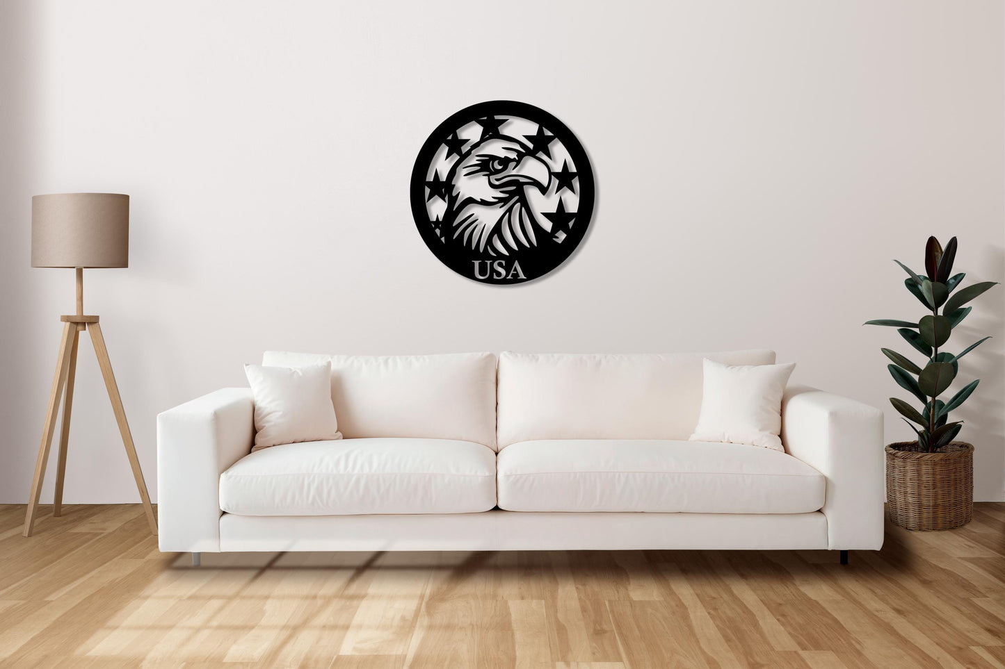 USA Eagle Metal Wall Art – Patriotic Wall Decor, American Bald Eagle Sign, Gift for Veterans, Rustic Metal Wall Hanging, Man Cave Decor