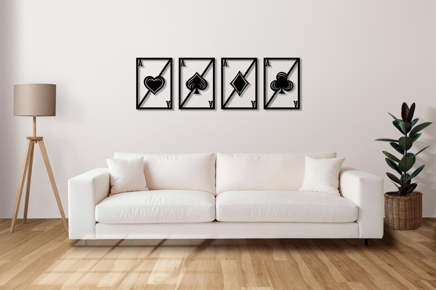 Metal Poker Card Wall Art – Set of 4 Aces, Modern Playing Card Decor, Casino Wall Art, Game Room Decor, Minimalist Metal Wall Sign