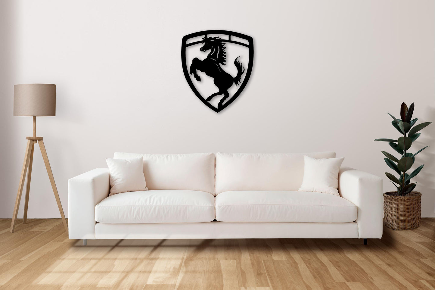 Ferrari Metal Wall Art – Prancing Horse Logo Decor, Garage Sign, Gift for Ferrari Fans, Luxury Auto Art, Man Cave Wall Decoration