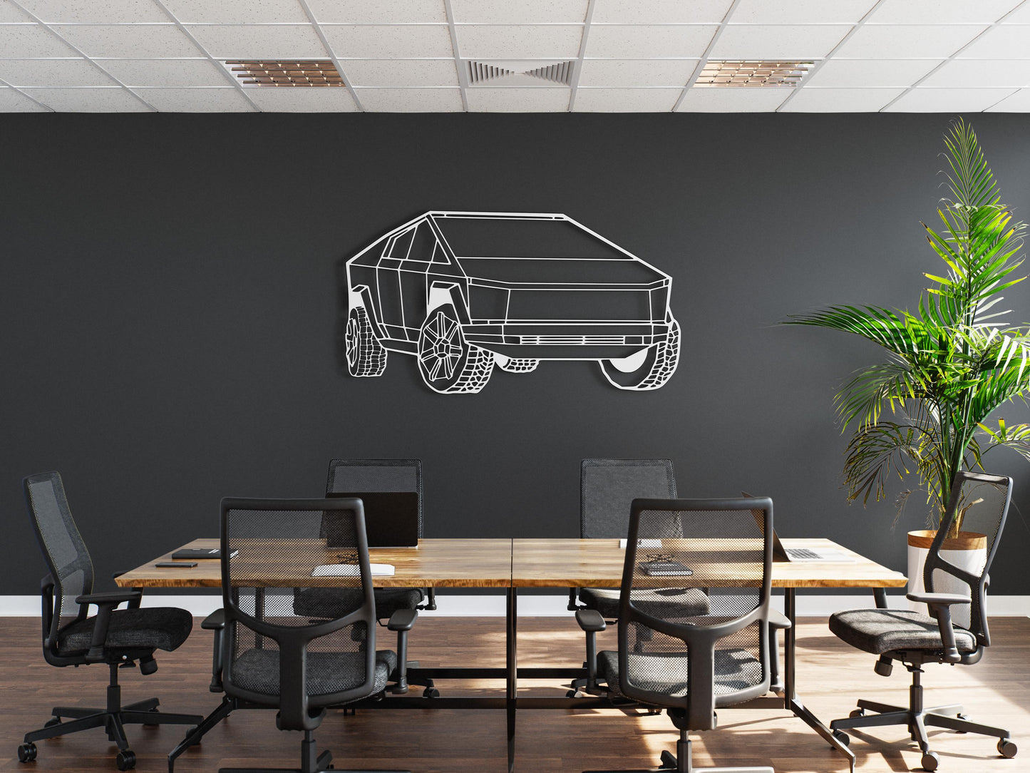 Cybertruck Metal Wall Art – Tesla Truck Silhouette, Futuristic Car Decor, Garage Wall Sign, EV Lover Gift, Auto Wall Art