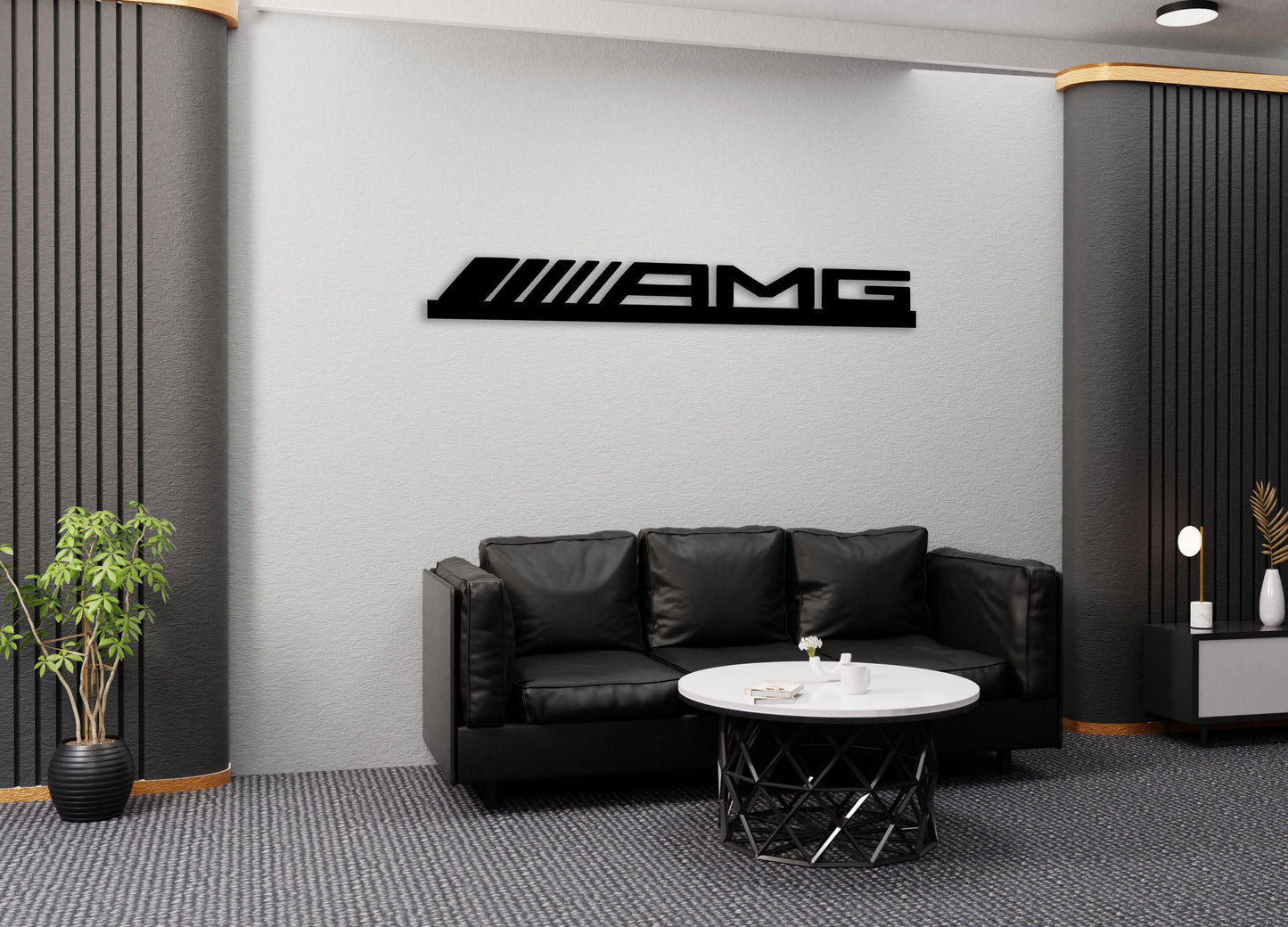 AMG Metal Wall Art – Mercedes Benz Logo Decor, Garage Wall Sign, Gift for Car Lovers, Luxury Car Metal Art, Man Cave Decor