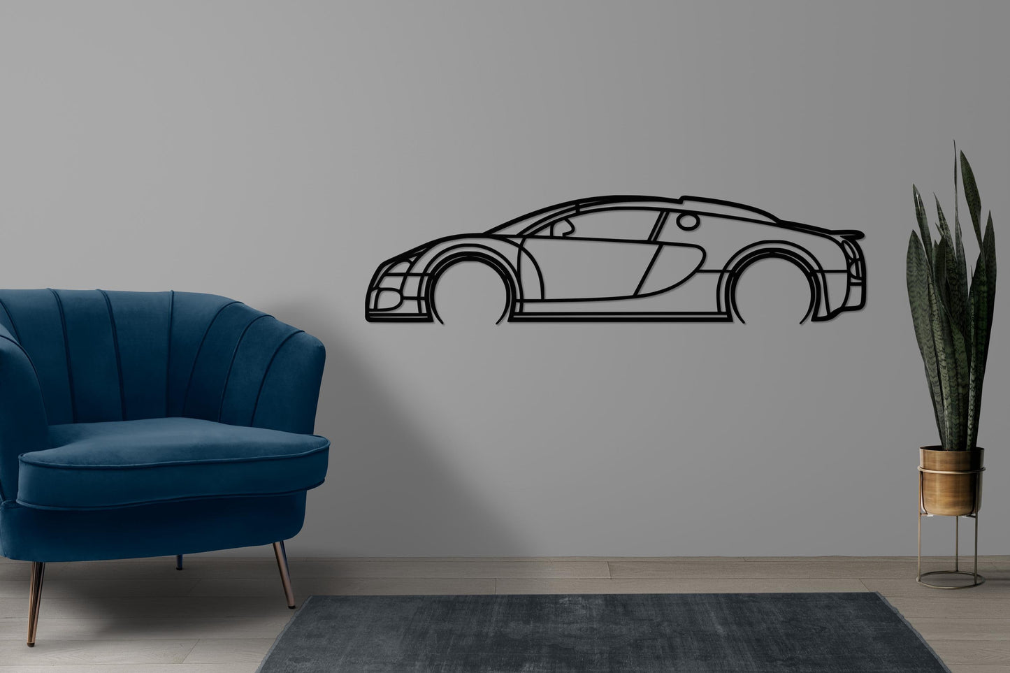 Bugatti Veyron Metal Wall Art – Supercar Silhouette Decor, Luxury Car Wall Art, Garage Decor, Car Lover Gift, Auto Wall Sign