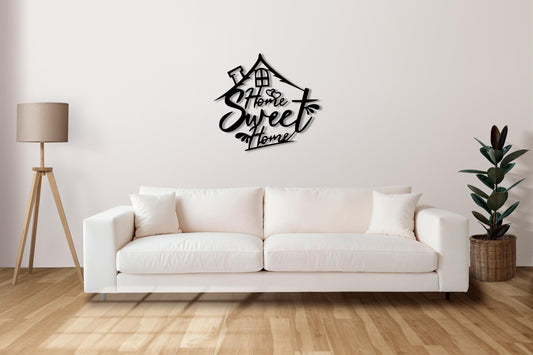 Home Sweet Home Metal Wall Art – Modern Home Decor Sign, Housewarming Gift, Rustic Metal Wall Hanging, Entryway or Living Room Decor