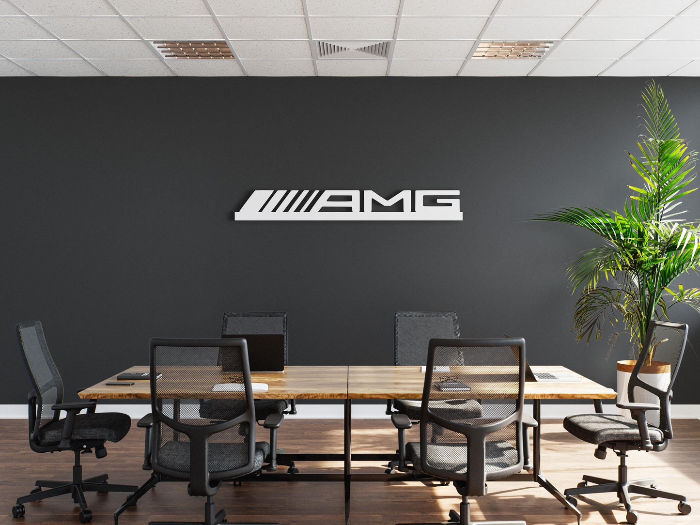 AMG Metal Wall Art – Mercedes Benz Logo Decor, Garage Wall Sign, Gift for Car Lovers, Luxury Car Metal Art, Man Cave Decor