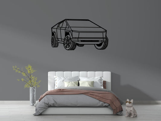 Cybertruck Metal Wall Art – Tesla Truck Silhouette, Futuristic Car Decor, Garage Wall Sign, EV Lover Gift, Auto Wall Art
