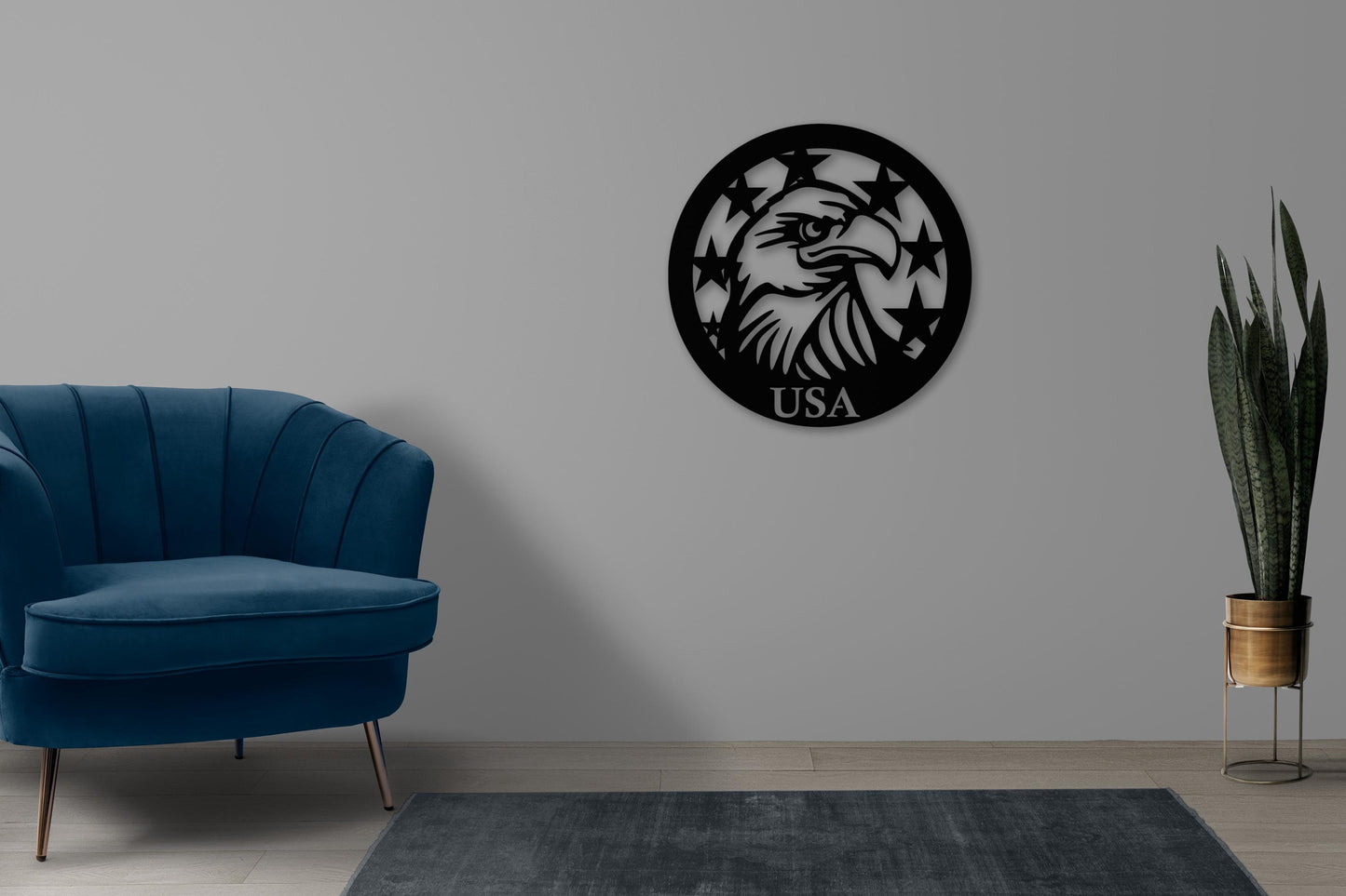 USA Eagle Metal Wall Art – Patriotic Wall Decor, American Bald Eagle Sign, Gift for Veterans, Rustic Metal Wall Hanging, Man Cave Decor