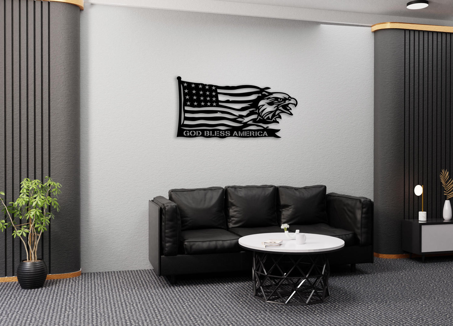 God Bless America Metal Wall Art – Patriotic Flag and Eagle Decor, Rustic Metal Sign, Gift for Veterans, USA Wall Decoration